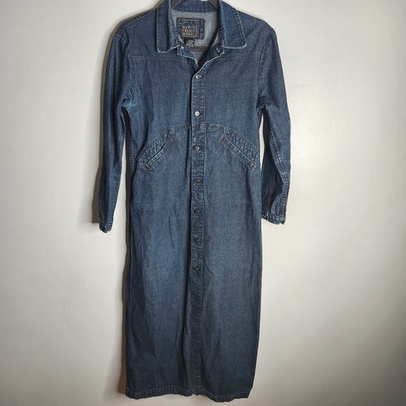 Vintage 90s Marithe + Francois Girbaud denim button front shirt dress Size M - Picture 9 of 9